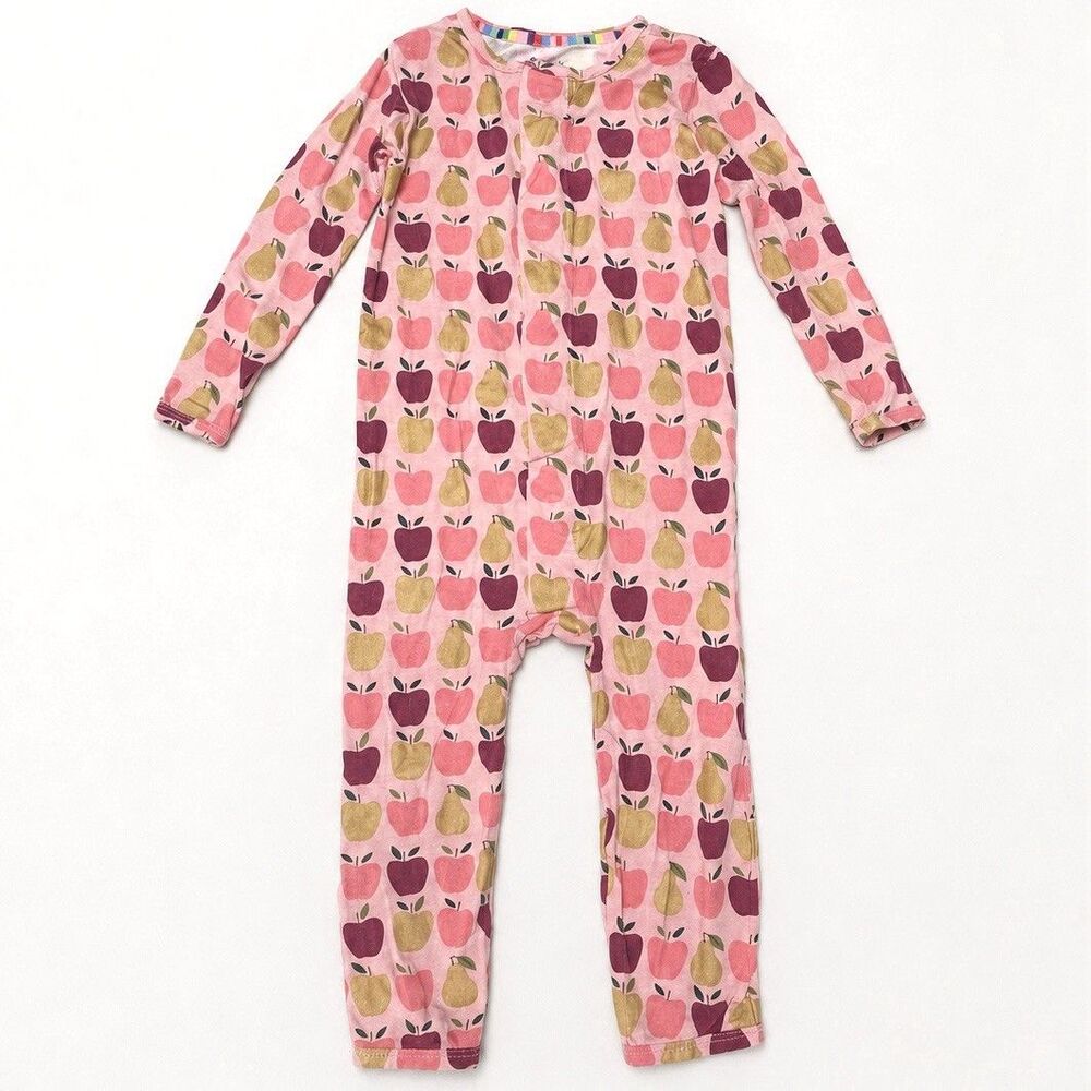 Magnetic Me Apple Pear Print Modal Pajama One Piece 12-18 Months Pink